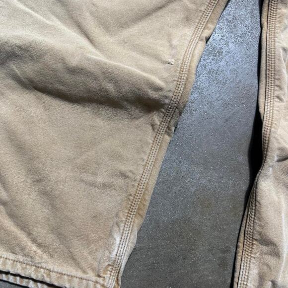 Vintage Carhartt Tan Blanket Flannel Lined Carpenter Pants Mens 42x30 Jeans - Picture 6 of 6